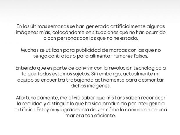 El comunicado de Shakira. (Foto: Redes Sociales)