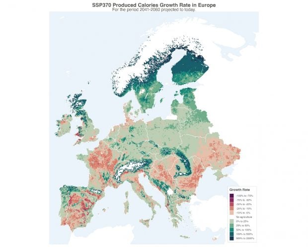Producción agrícola europa cambio climático