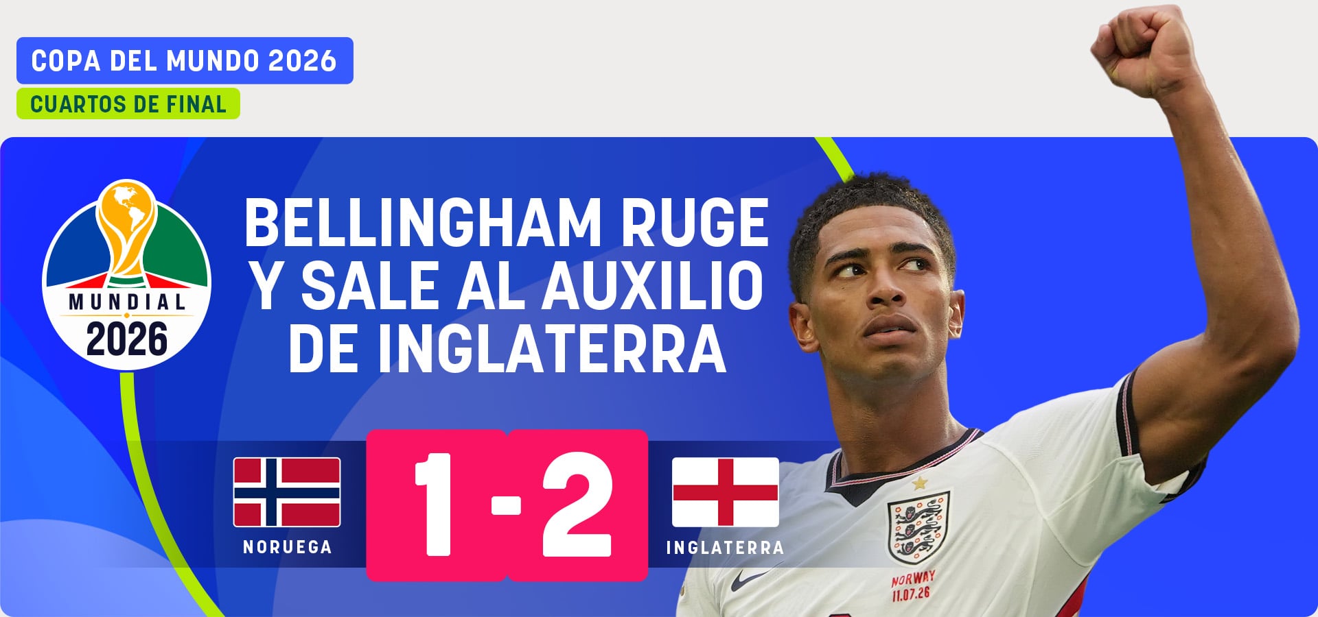 Bellingham ruge en el Mundial y sale al auxilio de Inglaterra ante Noruega