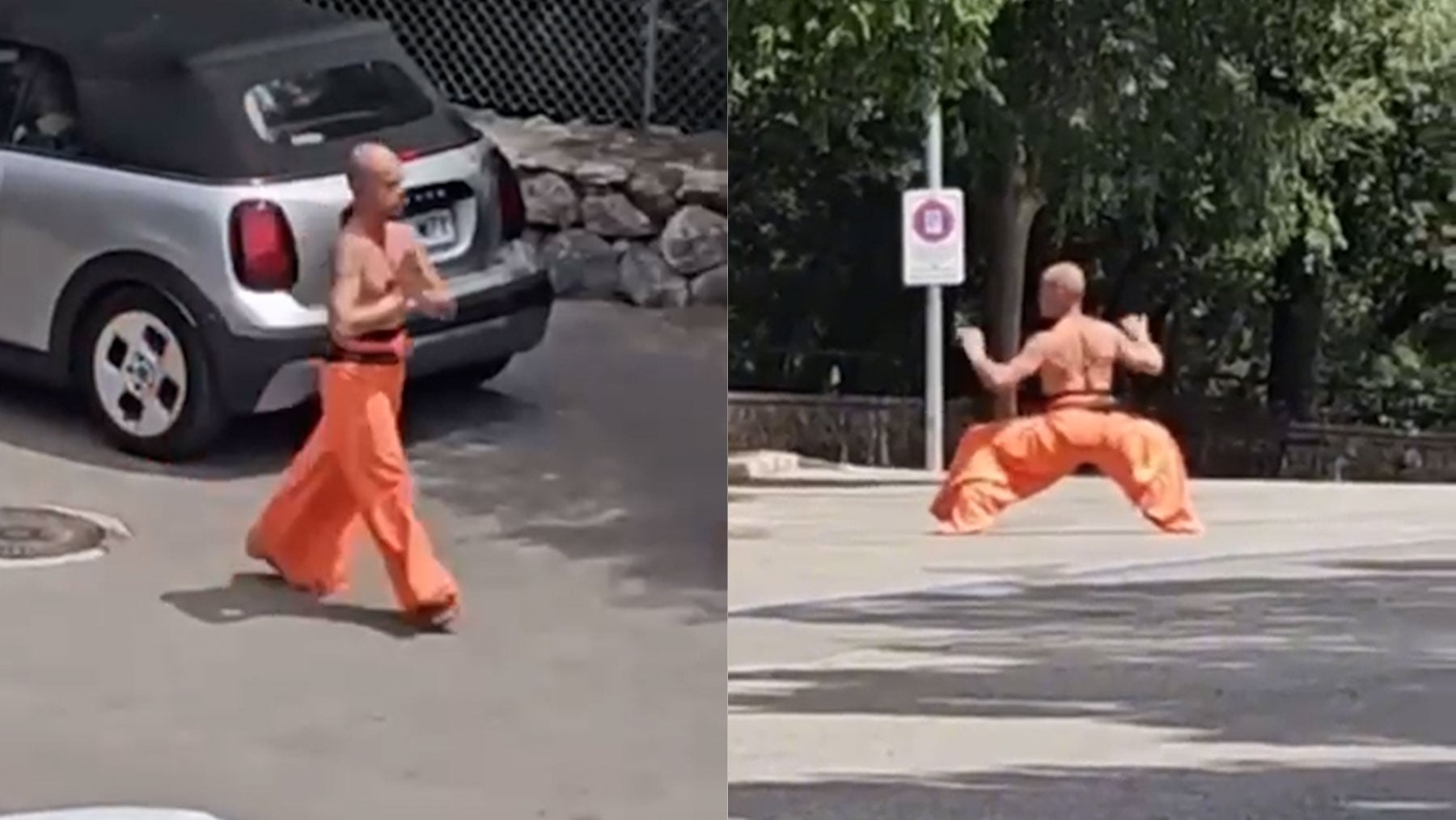 Un falso monje budista revoluciona el aparcamiento de sa Calobra con una insólita exhibición de kung fu y meditación