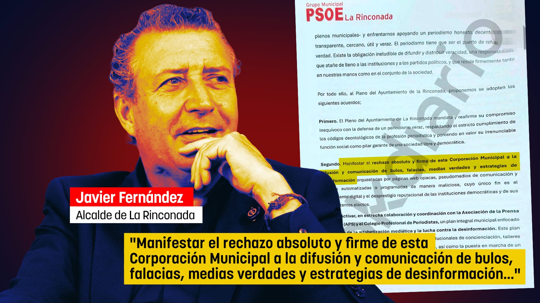 El PSOE de La Rinconada impulsa una moción contra los bulos tras las informaciones de OKDIARIO sobre Javier Fernández
