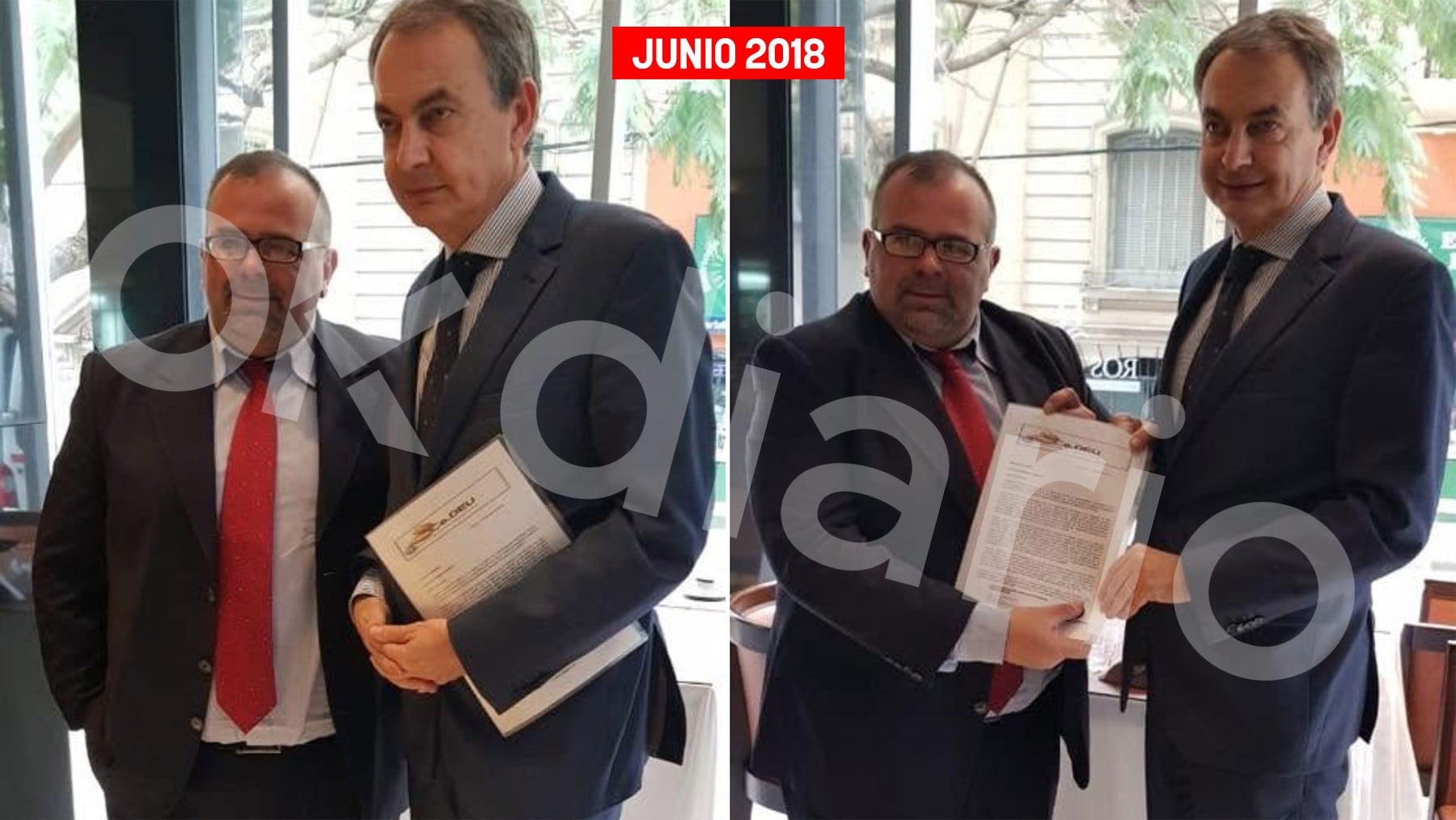 Zapatero con un representante del CeDEU en junio de 2018. (Foto: CeDEU)