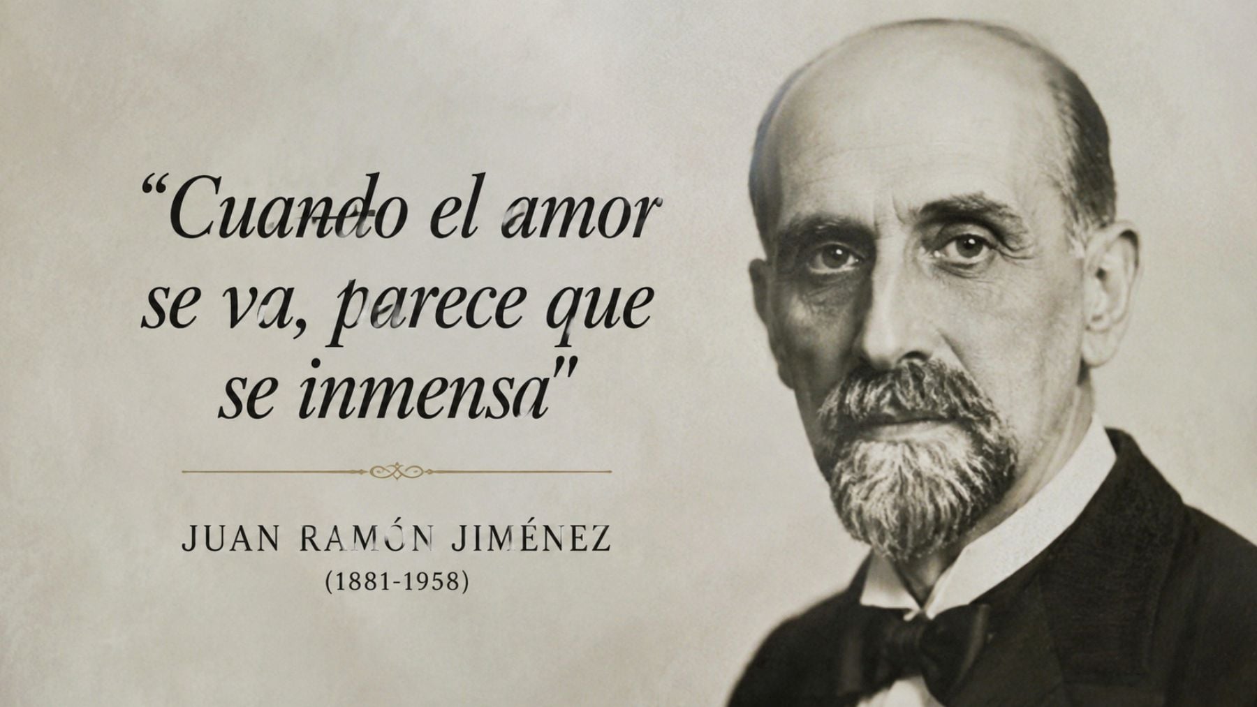 Juan Ramón Jiménez, premio Nobel de Literatura en 1956, sobre el amor: Cuando el amor se va, parece que se inmensa