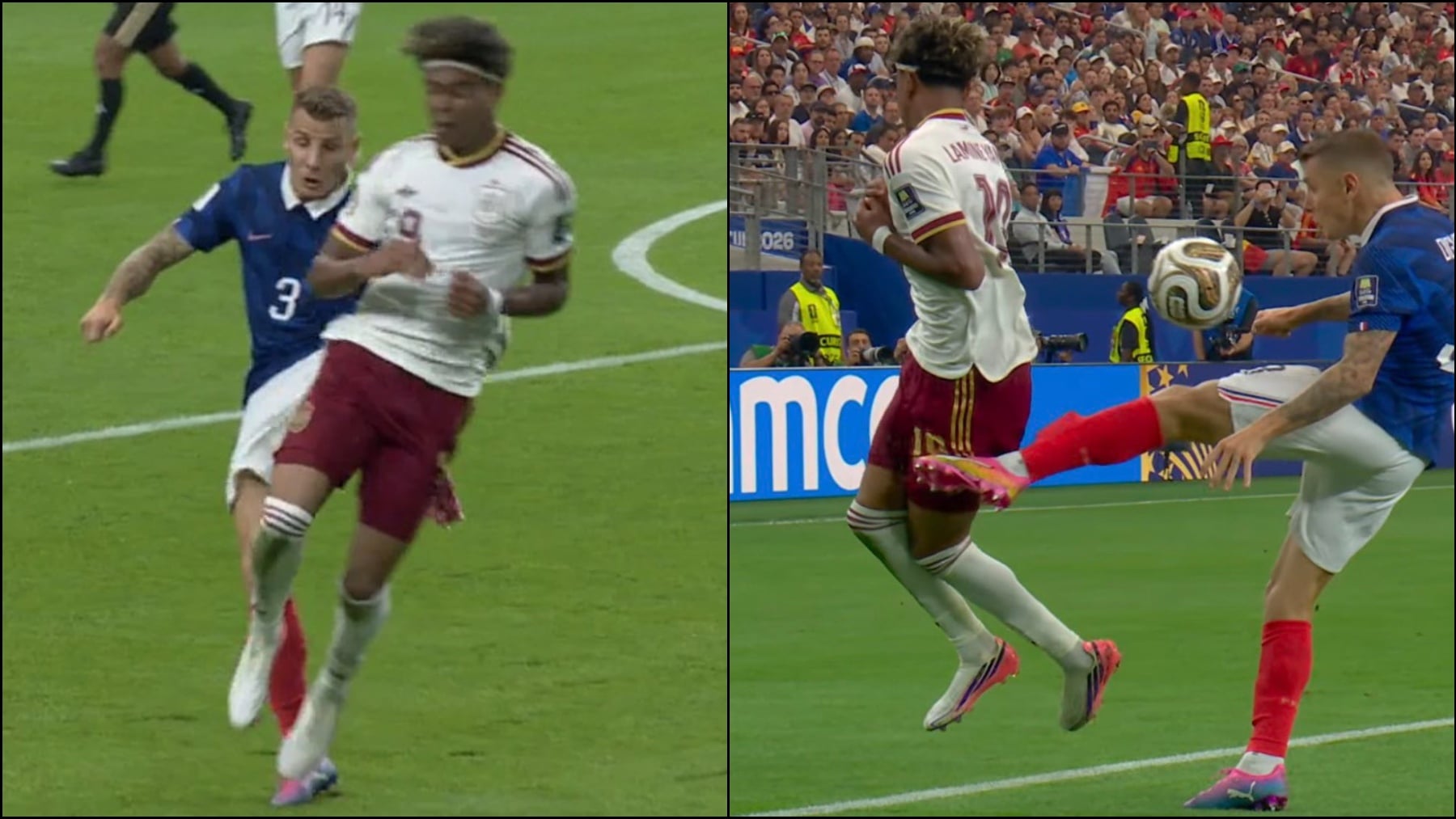 Digne comete un penalti claro sobre Lamine Yamal al propinarle una patada cuando intentaba despejar un balón
