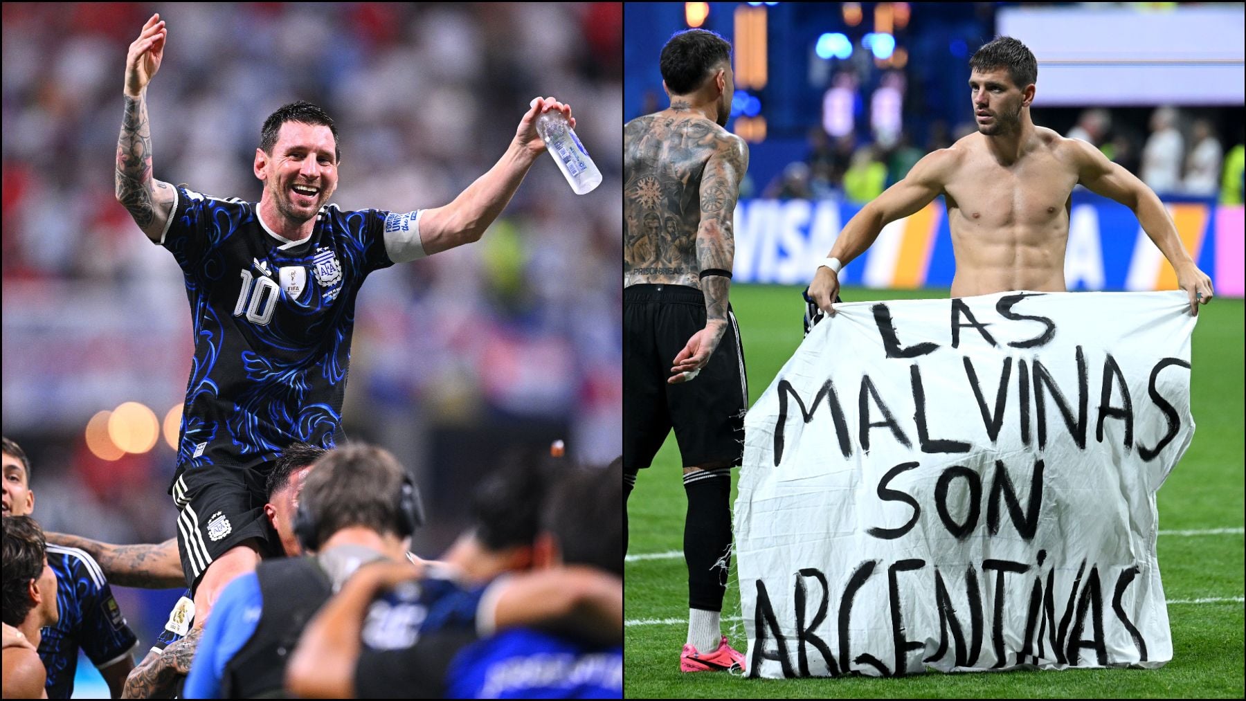 Argentina sortea a la FIFA y exhibe una pancarta reclamando la soberanía de las Malvinas