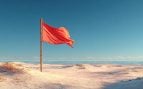 bandera roja viento mar