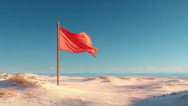 bandera roja viento mar