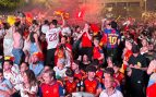 La fiesta en Cataluña celebrando el pase de España a la final del Mundial: más banderas imposible