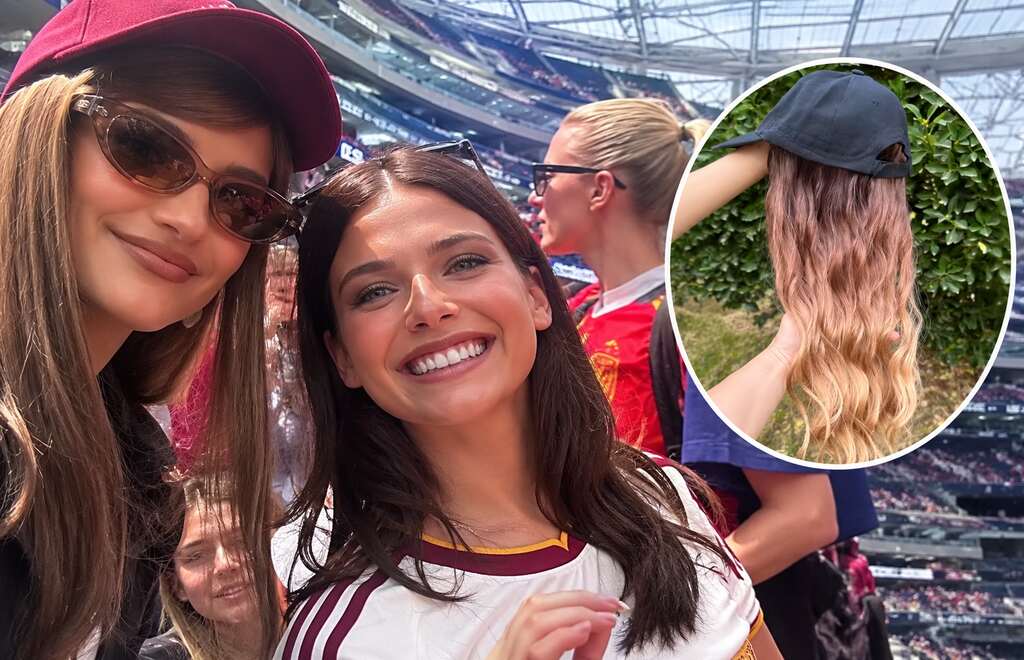 Penélope Cruz con Nicole Walace en el partido del Mundial España-Francia. (Foto: Nicole Walace)
