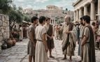 Sócrates dando clase. Imagen generada con IA.