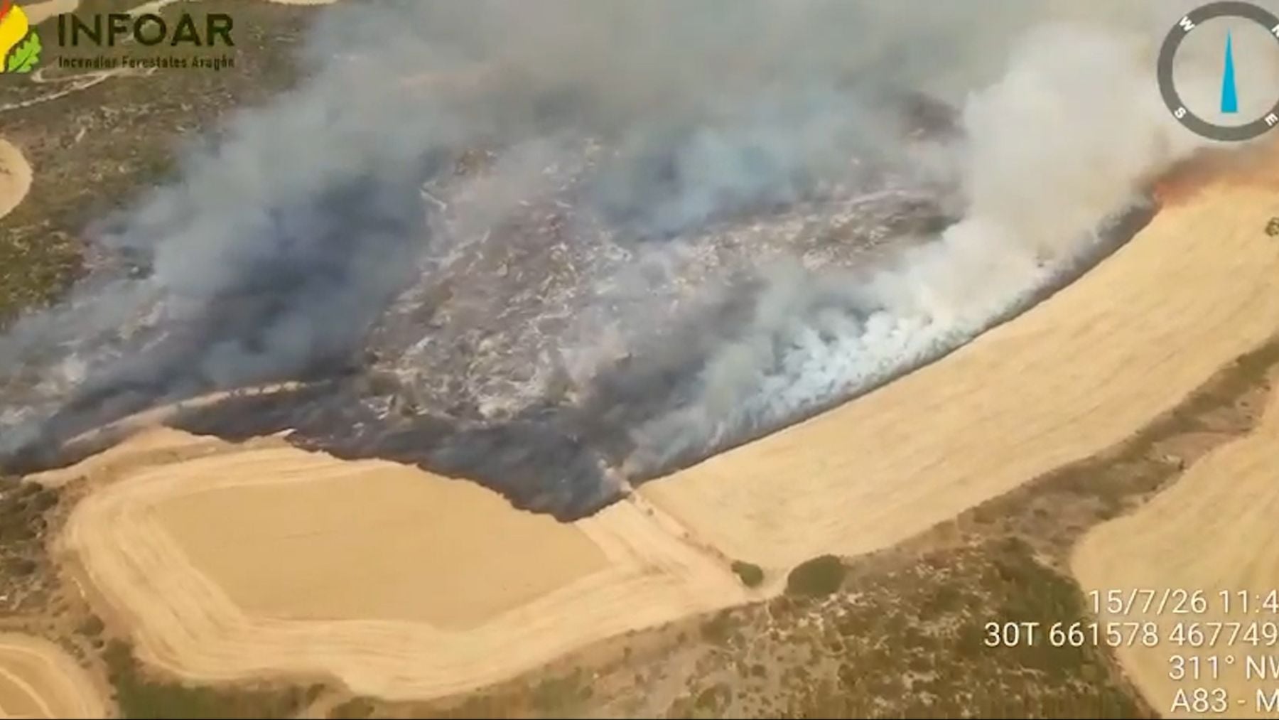 Aragón pide la intervención de la UME por el incendio de Orés y ordena la evacuación de dos poblaciones