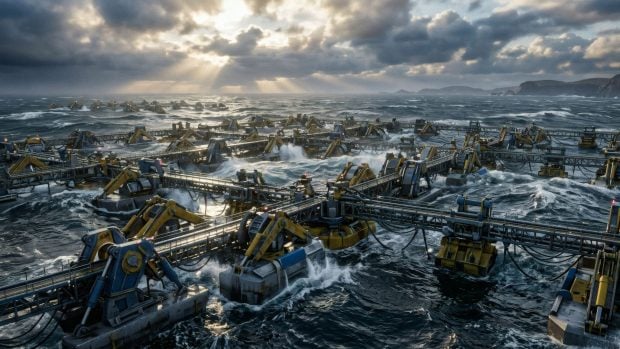 Así podría ser la minería submarina del futuro. Generado por IA.