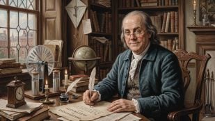 Benjamin Franklin. Imagen generada con IA.