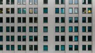Fachada, edificio, temperatura, verano