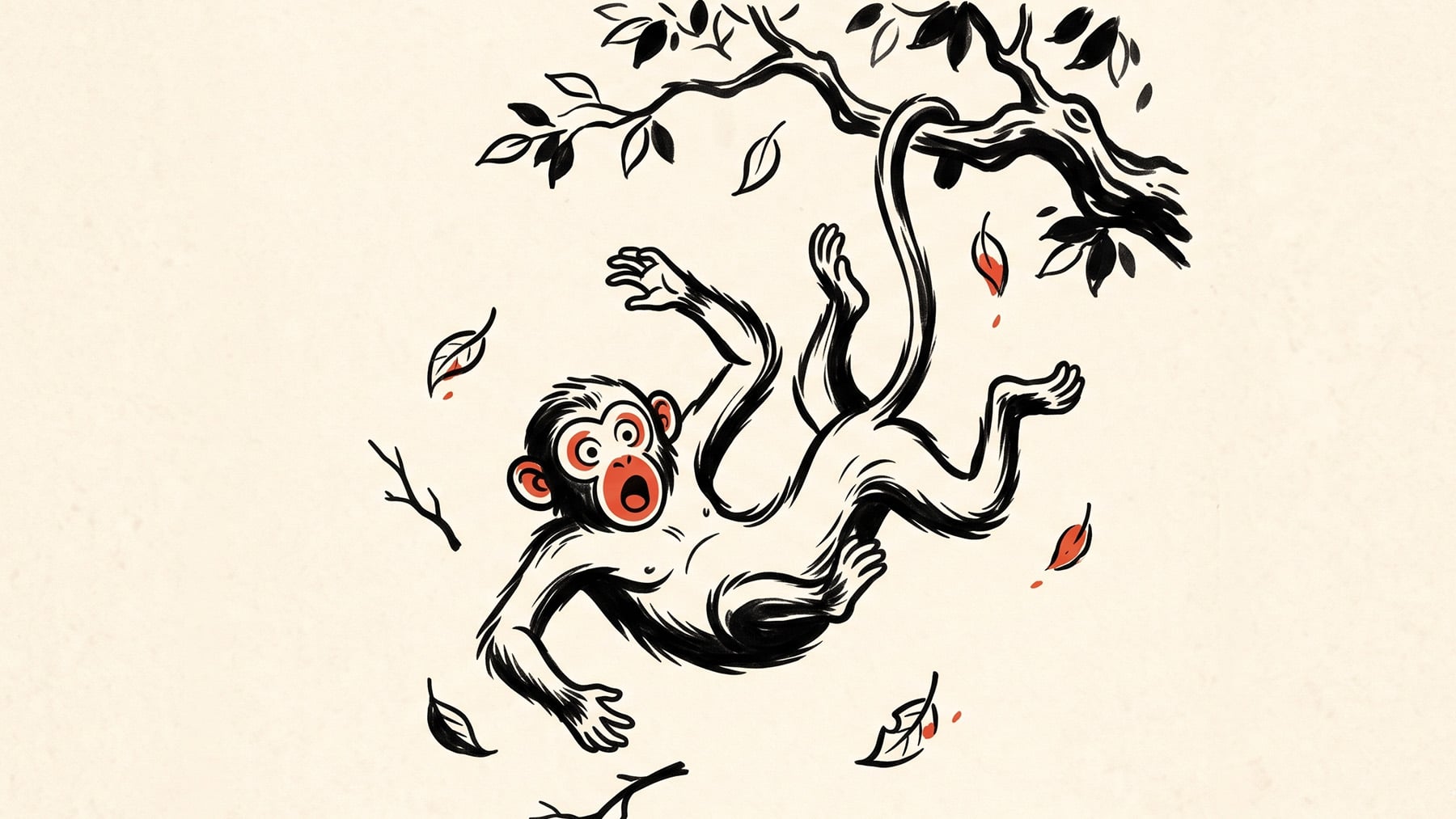 Ilustración de un mono cayendo. Foto: ilustración propia.