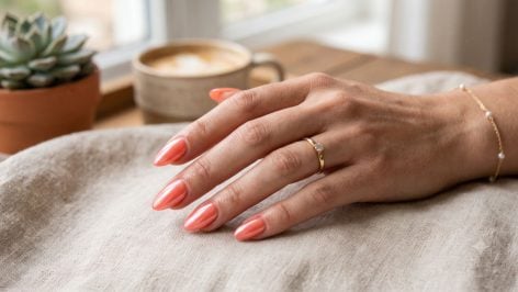 Imagen de una manicura ‘Coral Glazed Nails’. Imagen generada por IA.