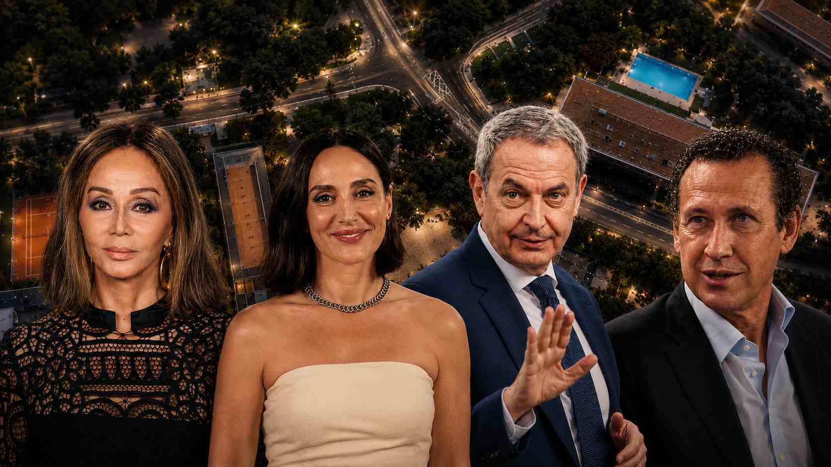 Isabel Preysler, Tamara Falcó, José Luis Rodríguez Zapatero y Valdano. (Foto: Europa Press)
