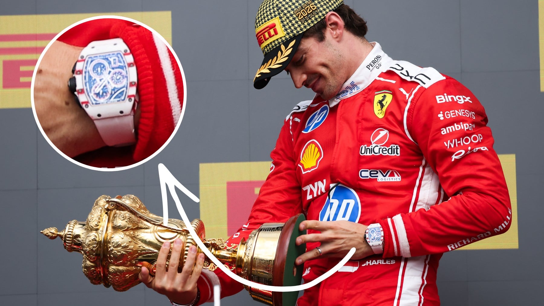 El reloj de Charles Leclerc con el que celebró su victoria en Silverstone: una pieza de hasta 612.000 euros diseñada junto al piloto