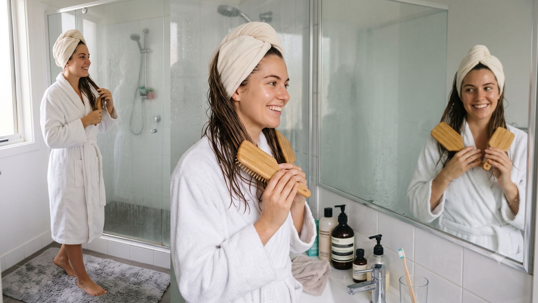 Imagen de una persona en el baño. Imagen generada por IA.