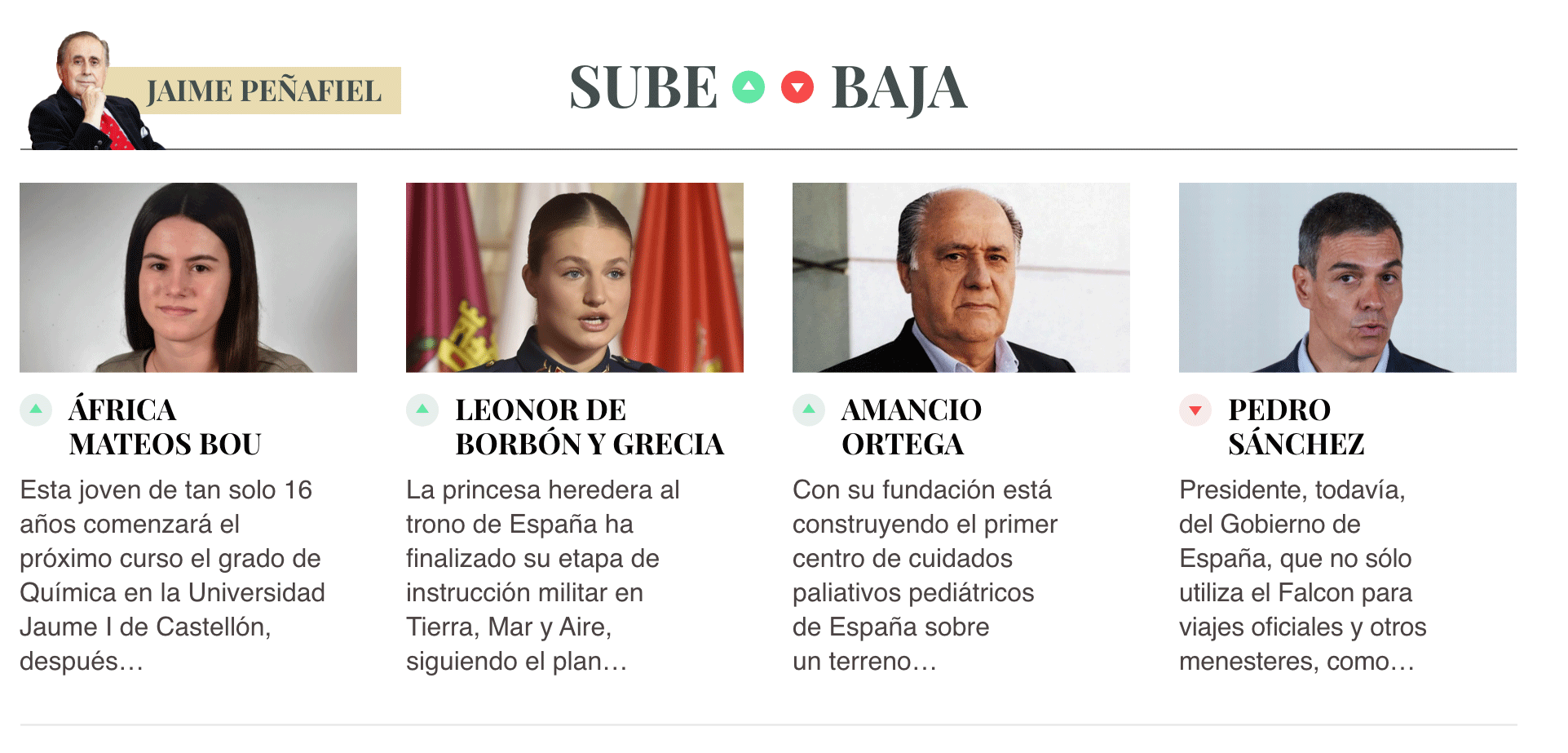 Sube & Baja, por Jaime Peñafiel: semana del 11 al 17 de julio