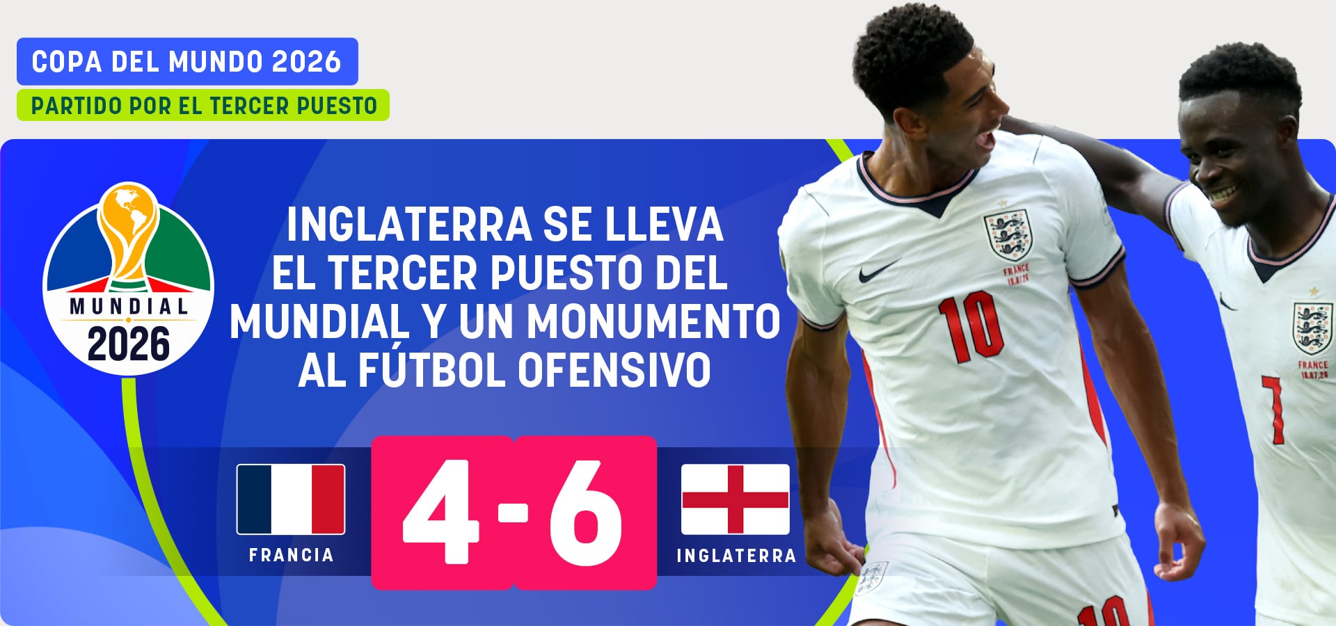 Inglaterra se lleva el tercer puesto del Mundial y un monumento al fútbol ofensivo