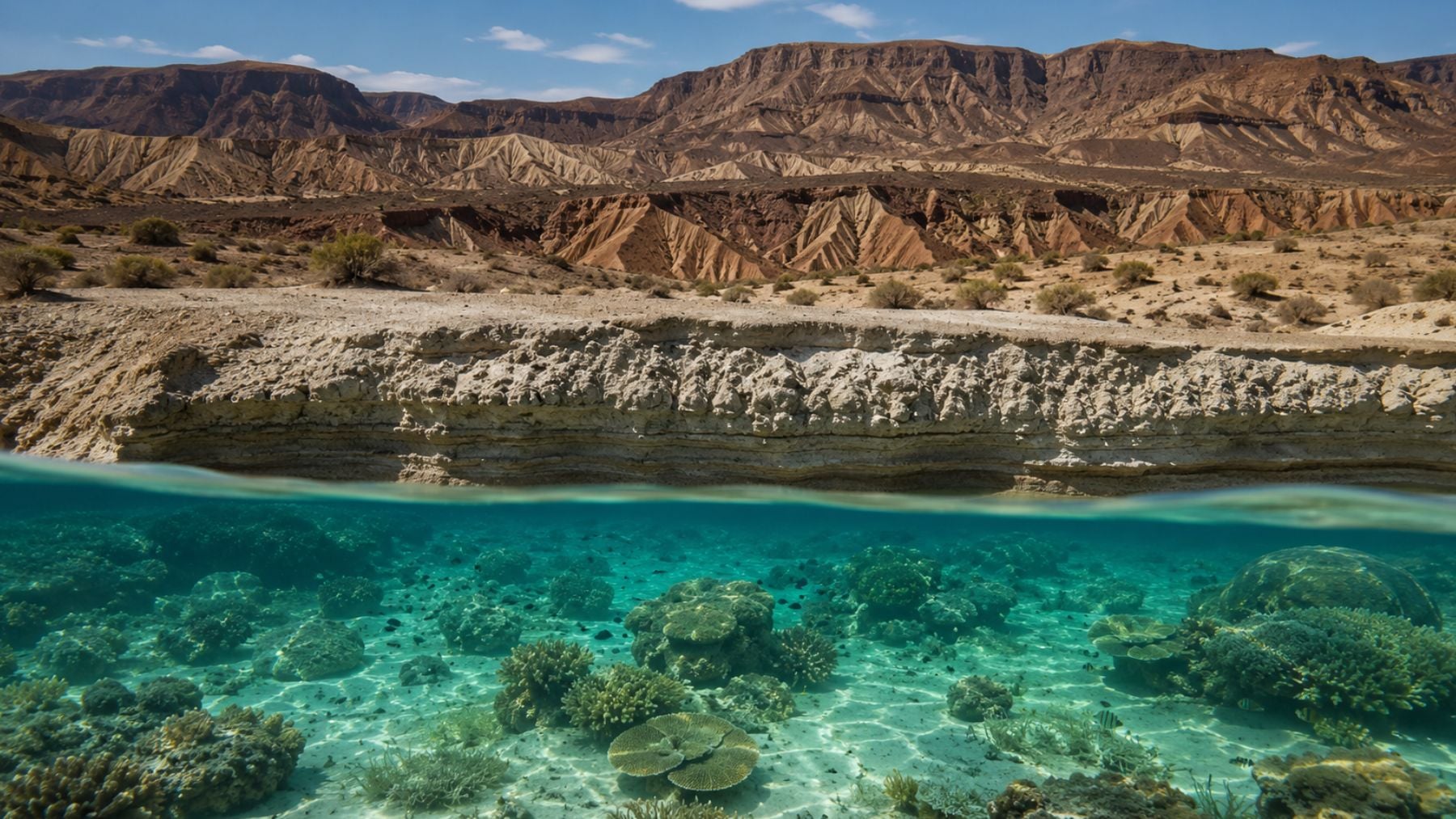 Recreación artística del desierto de Tabernas hace 6 millones de años. Foto: elaboración propia con IA
