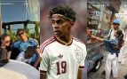 Collage de Lamine Yamal e Inés García en Nueva York