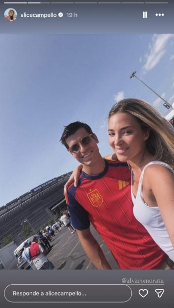 Alice Campello y Álvaro Morata en el MetLife Stadium de Nueva York