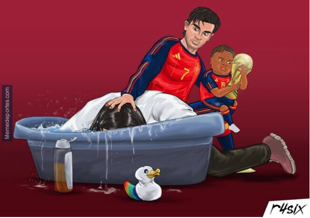 Ferran Torres, Lamine Yamal y Messi (Memedeportes)