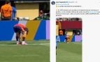 Cucurella enterrando una moneda en la final del Mundial (@capde11)