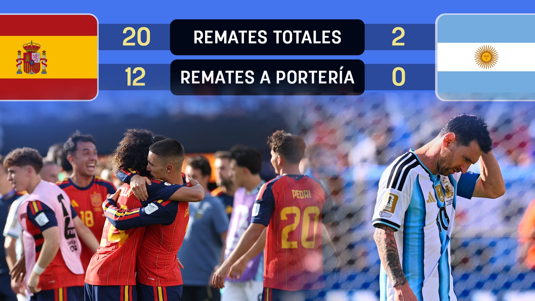 El dato que demuestra la superioridad de España: la Argentina de Messi no tiró ni una sola vez a portería