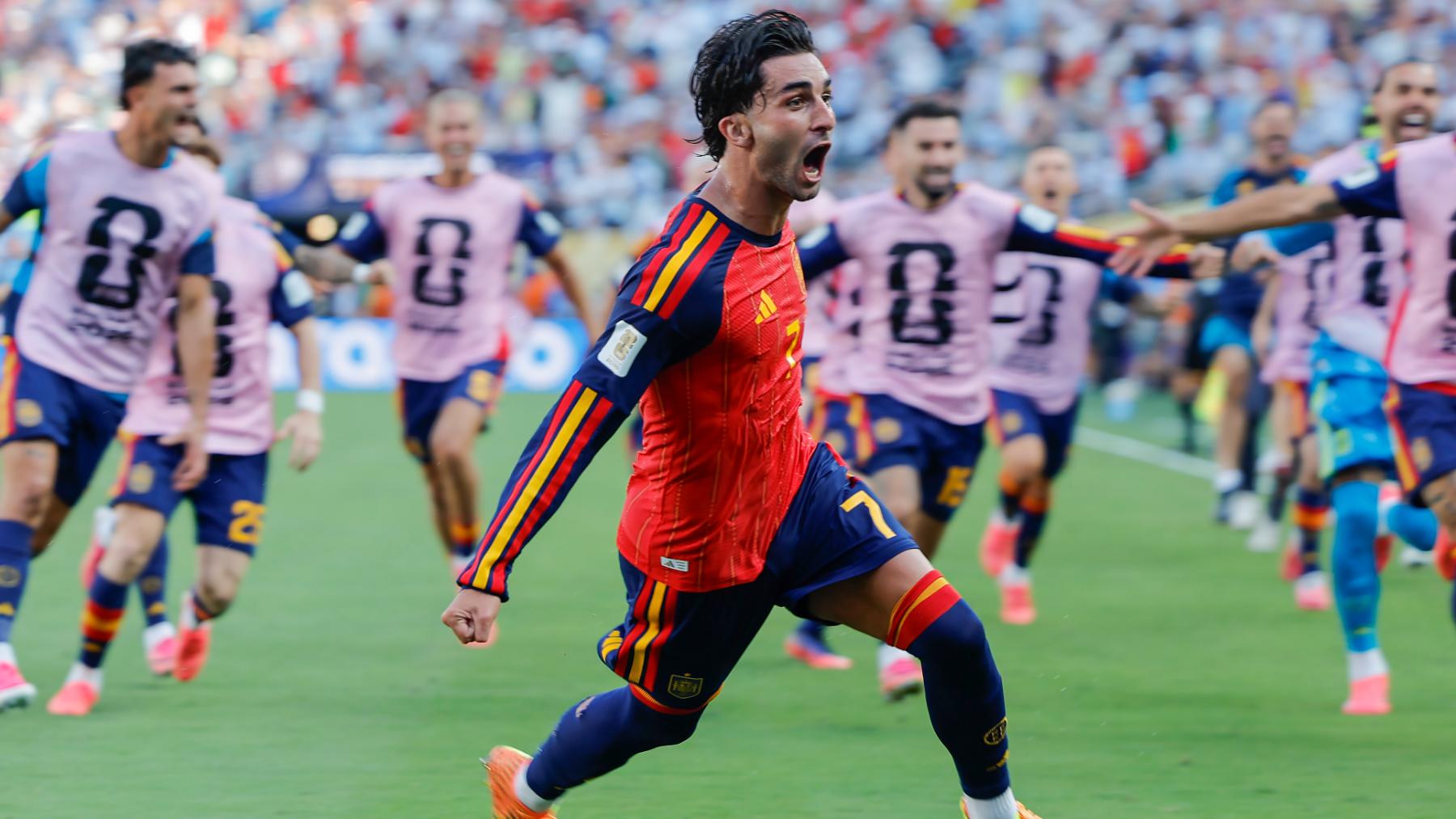 El jugador de España, Ferran Torres, celebrando el gol a Argentina en la final del Mundial 2026. (Foto: EFE).