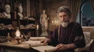 Emperador Marco Aurelio. Imagen generada con IA.