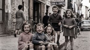 Niños nacidos en las décadas de los 60 y 70. Imagen generada con IA.