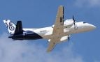 Un avión Saab 340B modificado en vuelo propulsado en parte por un sistema eléctrico híbrido construido por GE Aerospace, junto con la NASA, BETA Technologies y Boeing. GE Aeroespacial / NASA