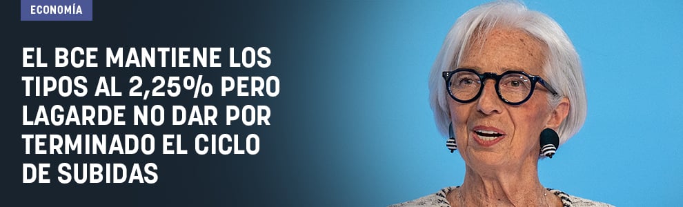El BCE mantiene los tipos al 2,25% pero Lagarde no da por terminado el ciclo de subidas