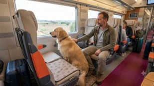 Un perro de más de 40 kilos en el vagón de un tren