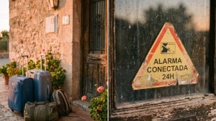cartel de alarma falso en casa