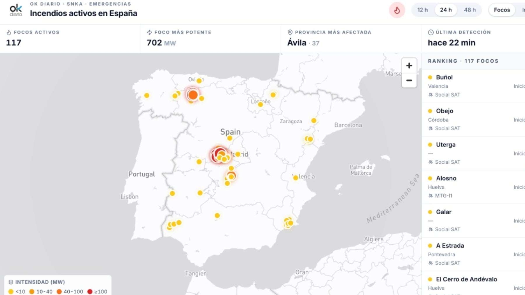 Sigue en directo el estado de los incendios en España: hay 118 focos activos
