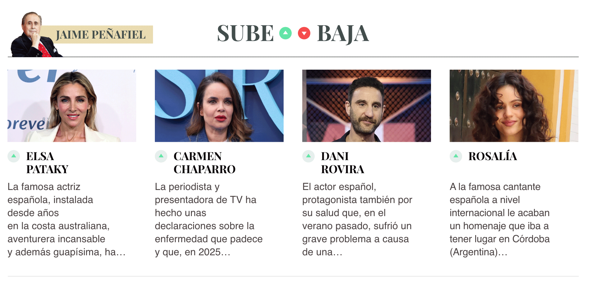 Sube & Baja, por Jaime Peñafiel: semana del 20 al 26 de julio