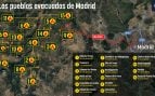 Mapa de todas las poblaciones evacuadas y confinadas por los incendios en Madrid y Ávila