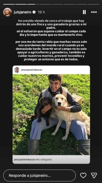 Instagram de Juls Janeiro por los fuegos en Madrid