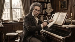 Beethoven. Imagen generada con IA.