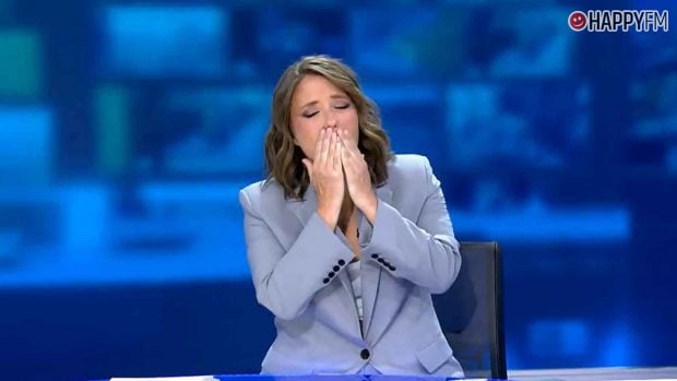 Mar&iacute;a Casado durante su despedida de Informativos Telecinco (Mediaset).