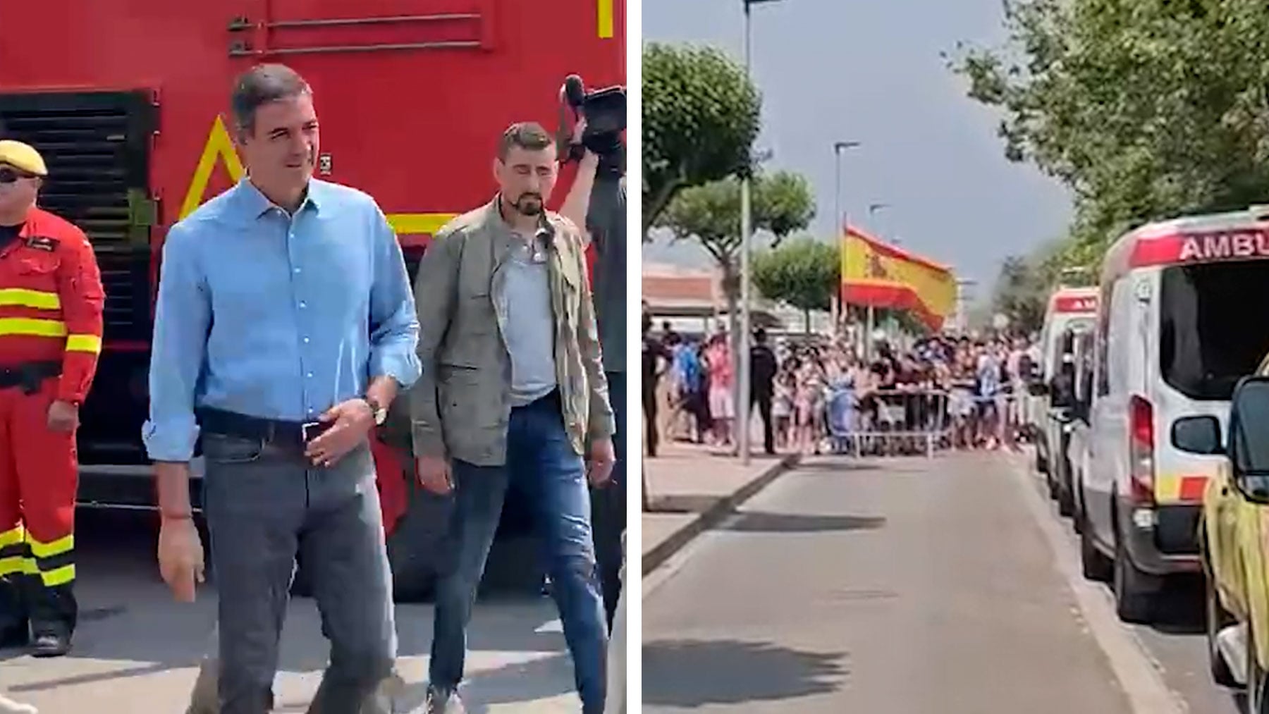 Gritos contra Sánchez en su visita al puesto de mando del incendio en Vall de Uxó: ¡Traidor, no hacéis nada!