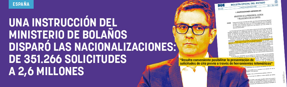 Una instrucción del Ministerio de Bolaños disparó las nacionalizaciones: de 351.266 solicitudes a 2,6 millones