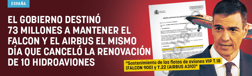 El Gobierno destinó 73 millones a mantener el Falcon y el Airbus el mismo día que canceló la renovación de 10 hidroaviones