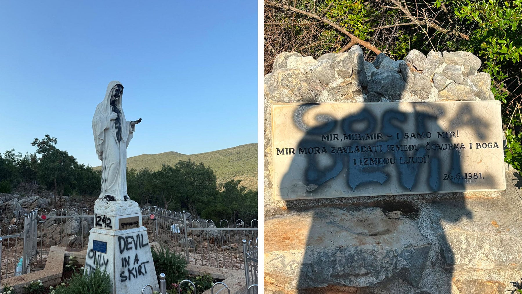 Profanación en Medjugorje: queman el santuario y vandalizan las estatuas de la Virgen