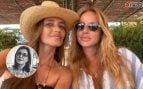 Montaje de imágenes de Sara Carbonero y su amiga Cristina junto a una foto de Goyi Arévalo, su madre (Instagram).