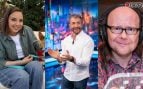 Chenoa, Pablo Motos y Santiago Segura (locutor de Viaje al centro de la tele) (RTVE/Atresmedia)